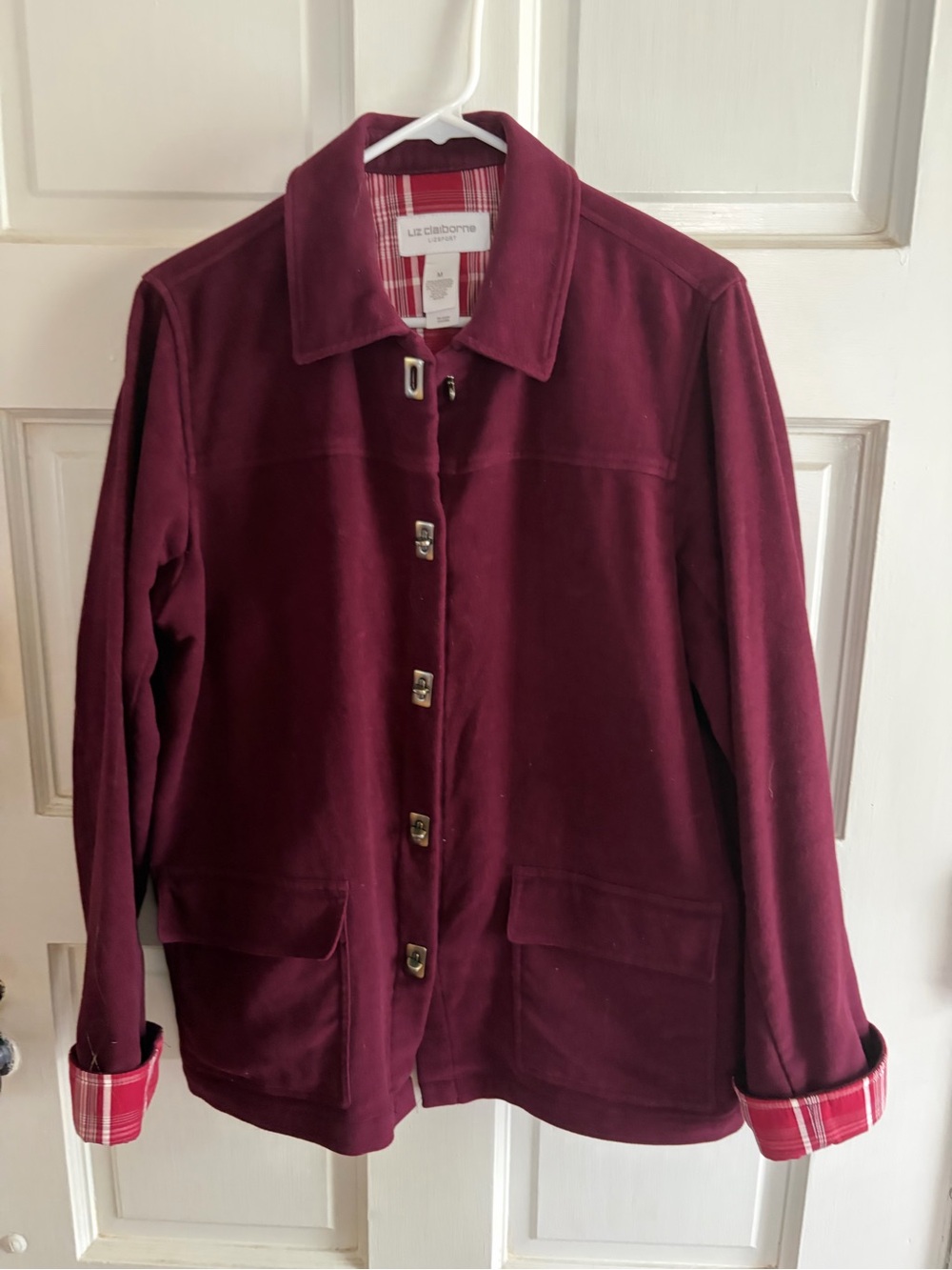Liz Claiborne Burgundy Jean-Style Button Jacket